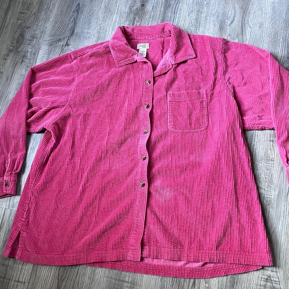 L.L. Bean pink corduroy wide wale shirt jacket shacket size 2X - Picture 2 of 7